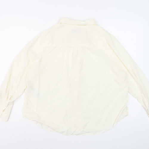 Marks and Spencer Women Ivory Silk Button-Up Shirt Size 18