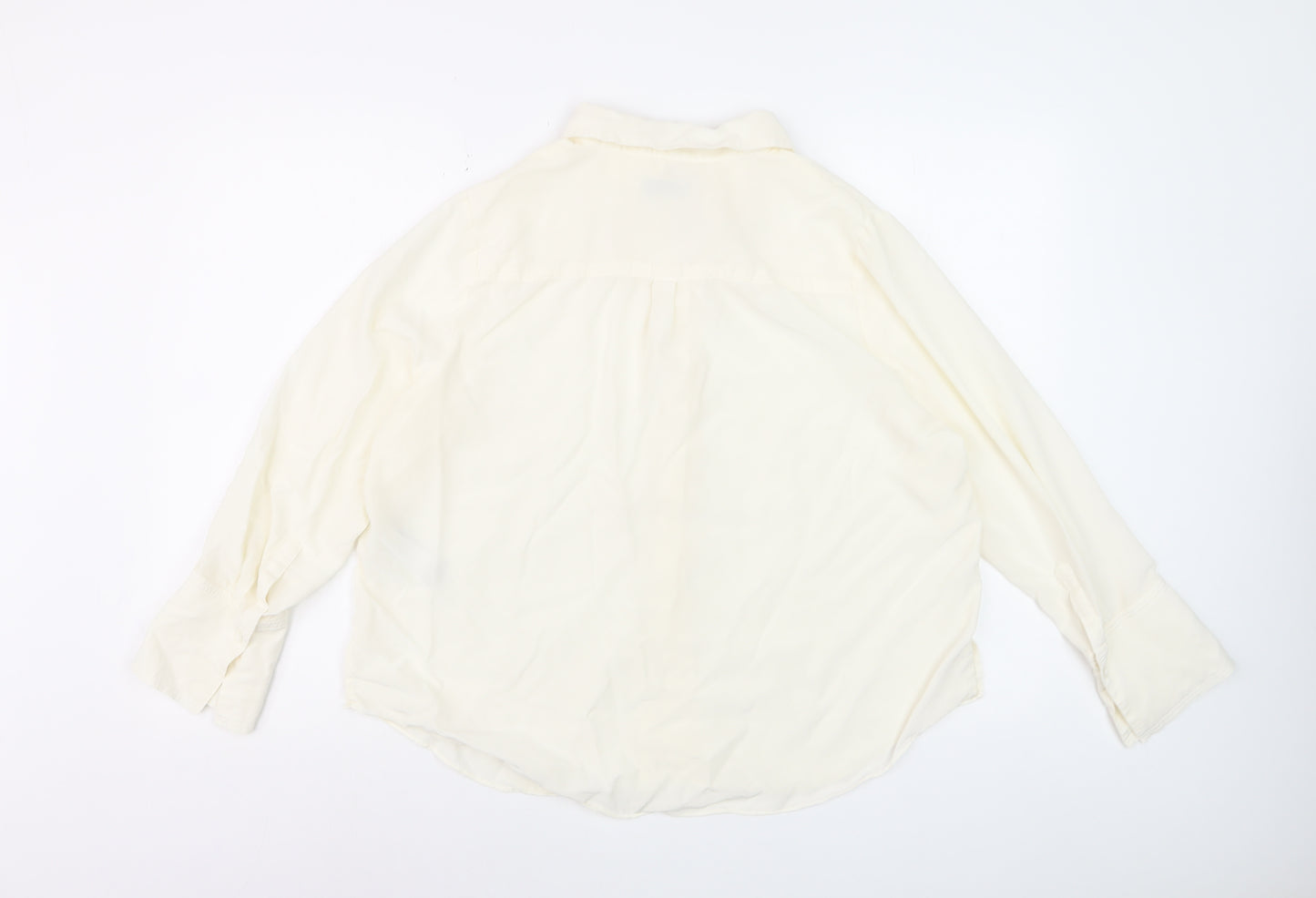Marks and Spencer Women Ivory Silk Button-Up Shirt Size 18