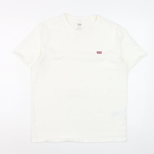 Levi's Men's White Crew Neck Short Sleeve Standard Fit T-Shirt Size M