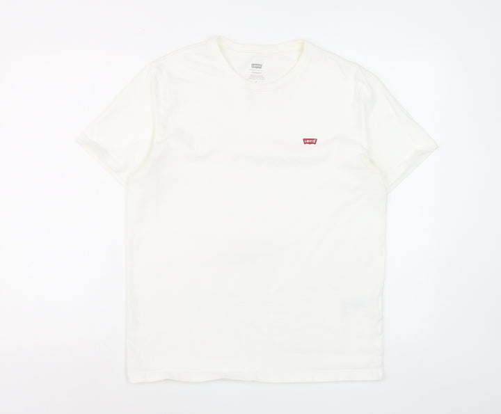 Levi's Men's White Crew Neck Short Sleeve Standard Fit T-Shirt Size M