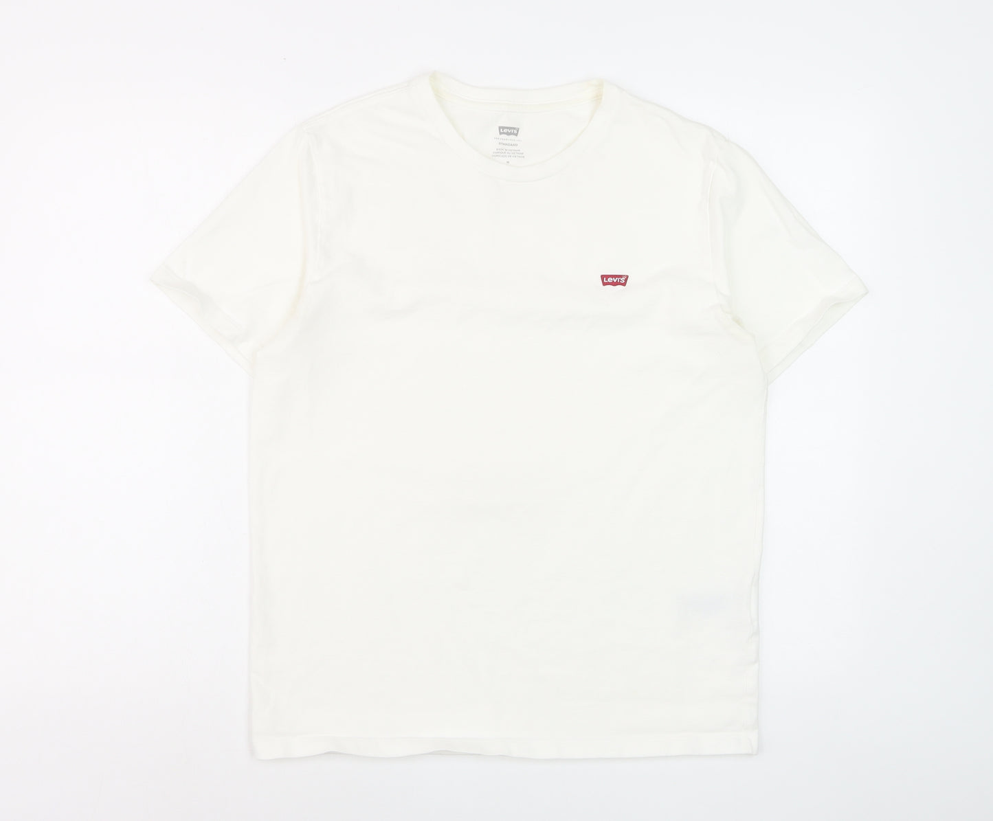 Levi's Men's White Crew Neck Short Sleeve Standard Fit T-Shirt Size M