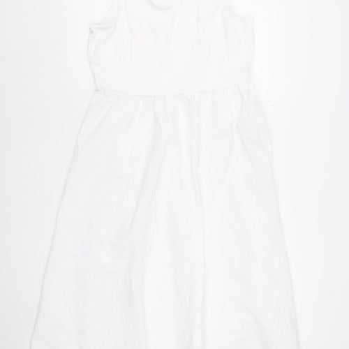 Marks and Spencer Women’s White Midi Fit & Flare Sleeveless Dress Size 14