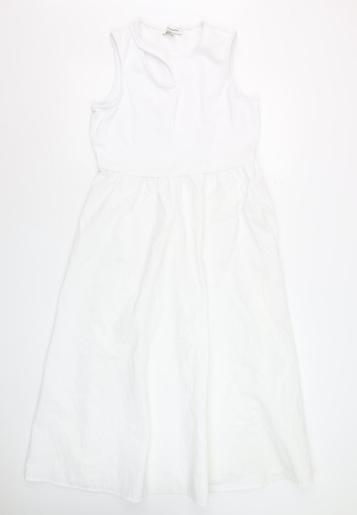 Marks and Spencer Women’s White Midi Fit & Flare Sleeveless Dress Size 14