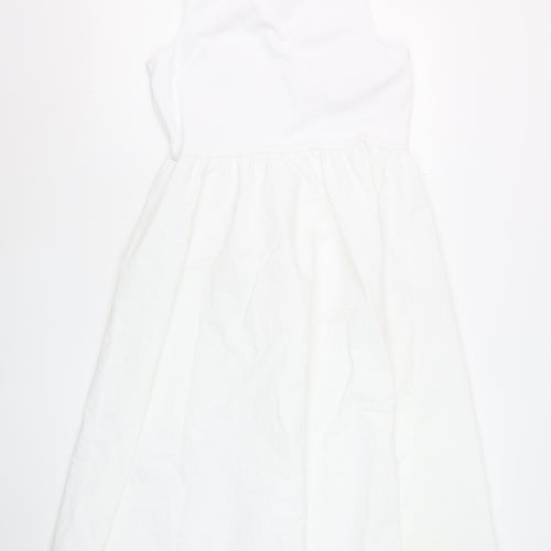 Marks and Spencer Women’s White Midi Fit & Flare Sleeveless Dress Size 14