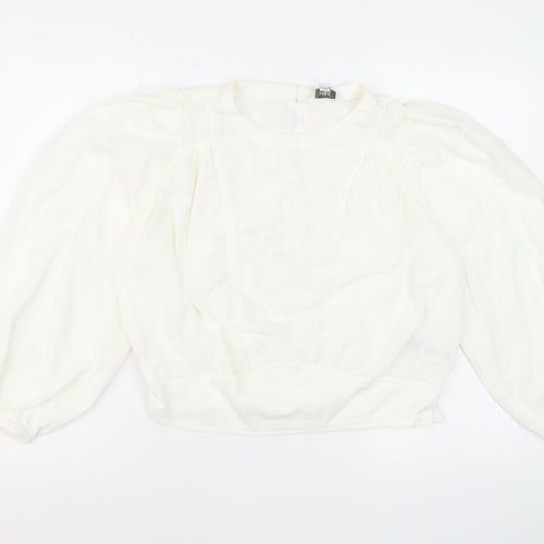 Marks and Spencer Womens Ivory Embroidered Long Sleeve Blouse Size 12