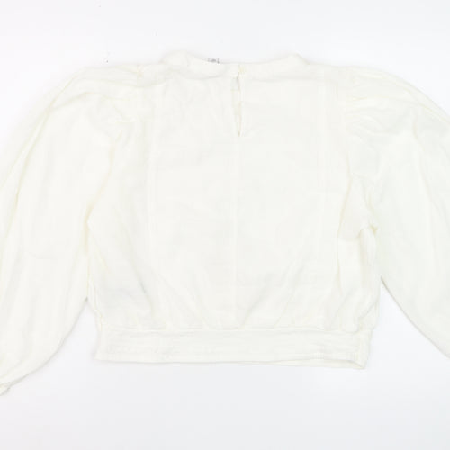 Marks and Spencer Womens Ivory Embroidered Long Sleeve Blouse Size 12