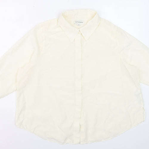 Marks and Spencer Women’s Ivory Silk Long Sleeve Blouse Size 22