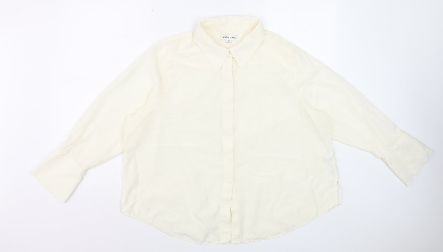 Marks and Spencer Women’s Ivory Silk Long Sleeve Blouse Size 22
