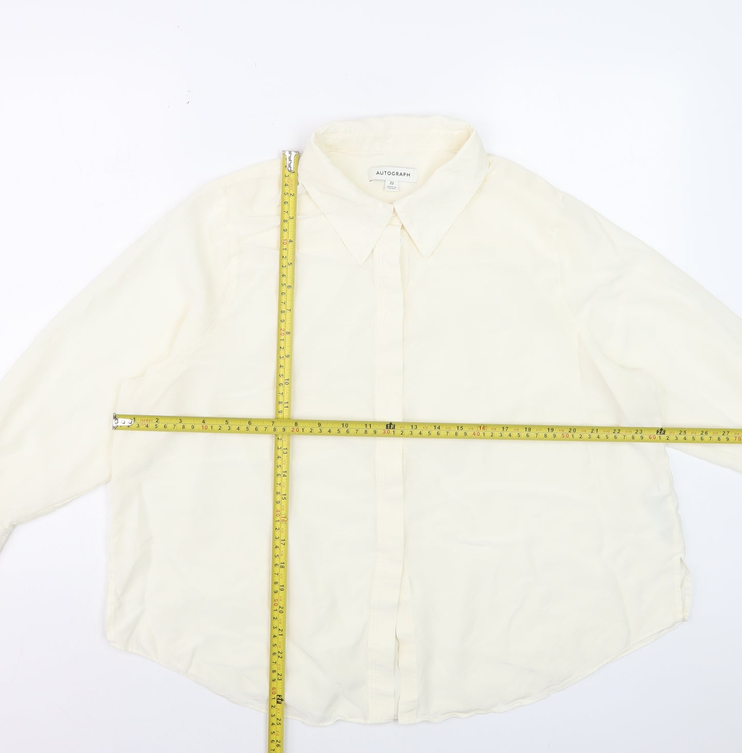Marks and Spencer Women’s Ivory Silk Long Sleeve Blouse Size 22