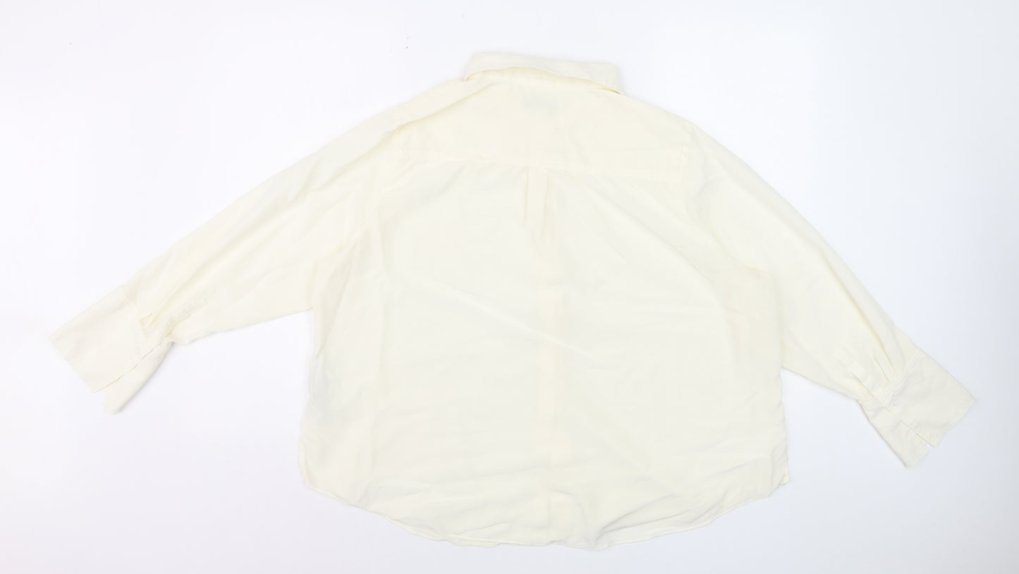 Marks and Spencer Women’s Ivory Silk Long Sleeve Blouse Size 22