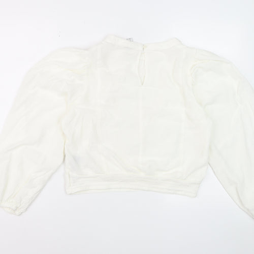 Marks and Spencer Women's Ivory Embroidered Long Sleeve Blouse Size 10