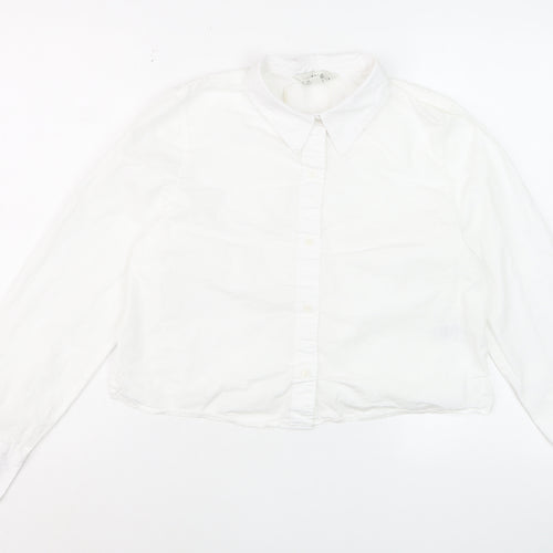 Marks and Spencer Women's White Size 10 Cotton Button-Up Shirt