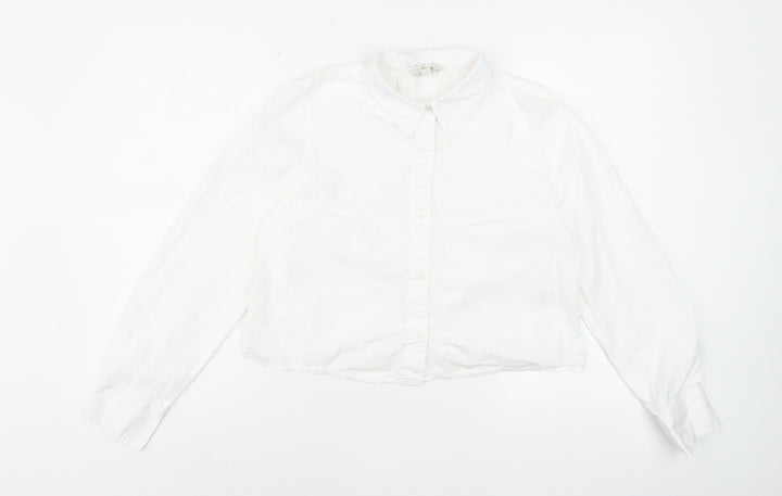 Marks and Spencer Women's White Size 10 Cotton Button-Up Shirt