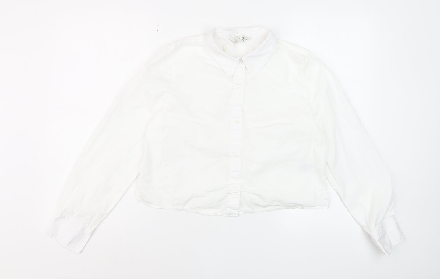 Marks and Spencer Women's White Size 10 Cotton Button-Up Shirt