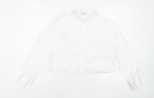 Marks and Spencer Women's White Size 10 Cotton Button-Up Shirt