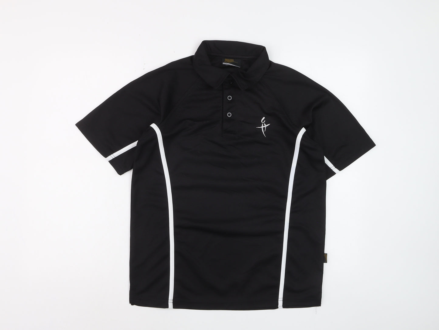 Falcon Men's Black Short Sleeve Sports Polo Shirt Size S