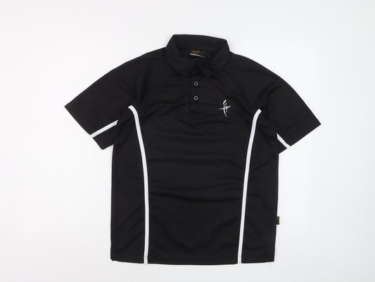 Falcon Men's Black Short Sleeve Sports Polo Shirt Size S