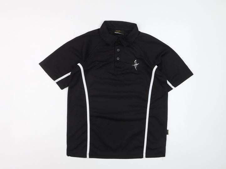 Falcon Men's Black Short Sleeve Sports Polo Shirt Size S