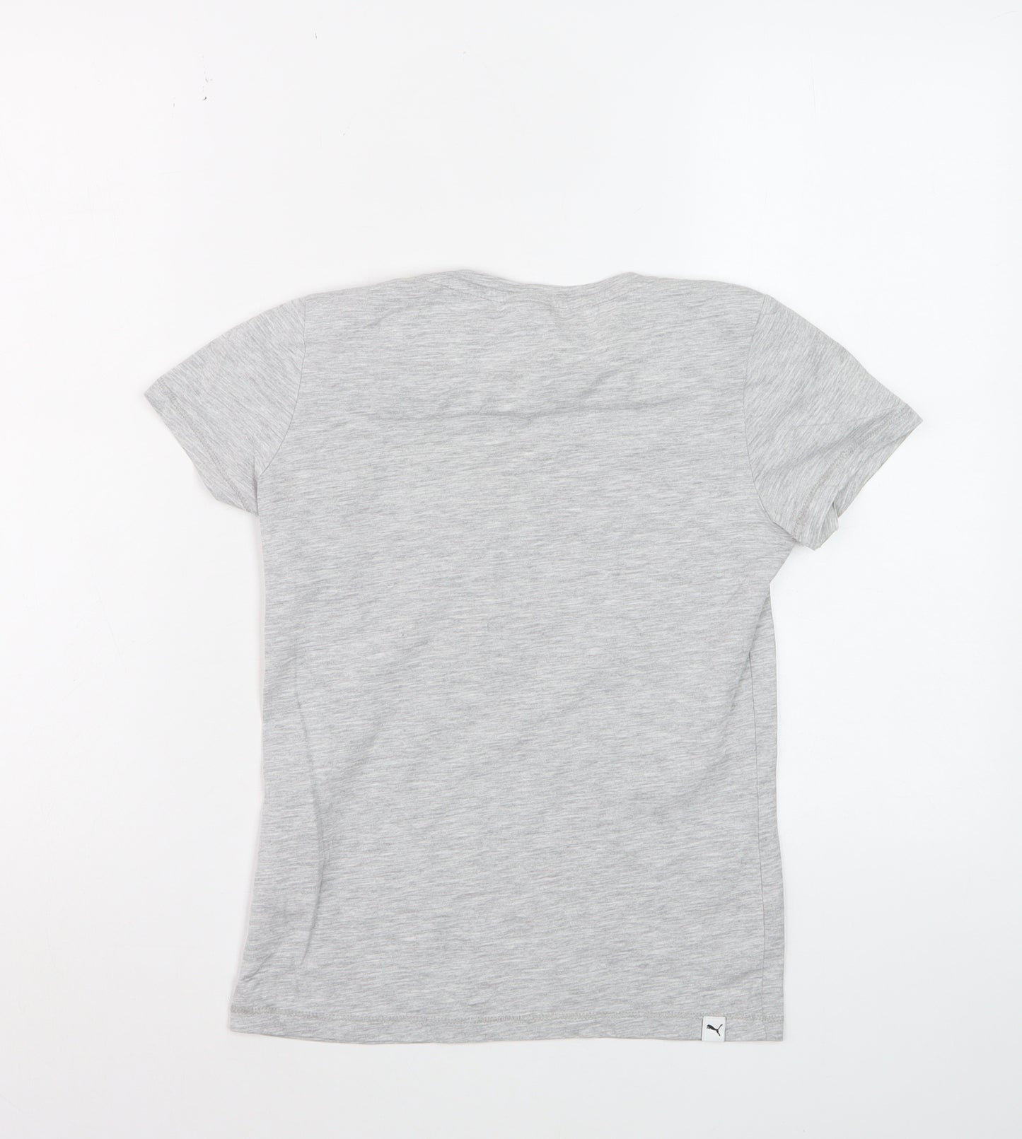 Puma Girls Grey Graphic Logo T-Shirt Size 11-12 Years Cotton Blend