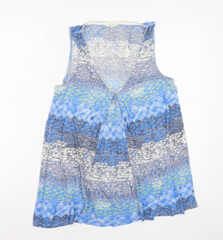 White Stuff Women Blue Viscose Tunic Tank Top Size 12