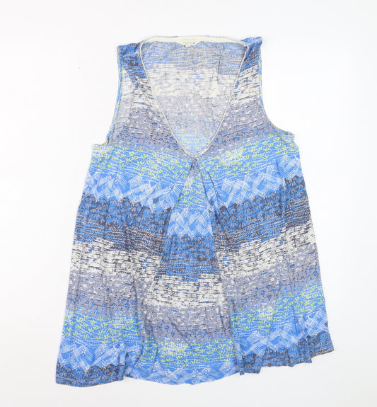 White Stuff Women Blue Viscose Tunic Tank Top Size 12