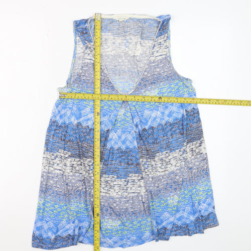 White Stuff Women Blue Viscose Tunic Tank Top Size 12
