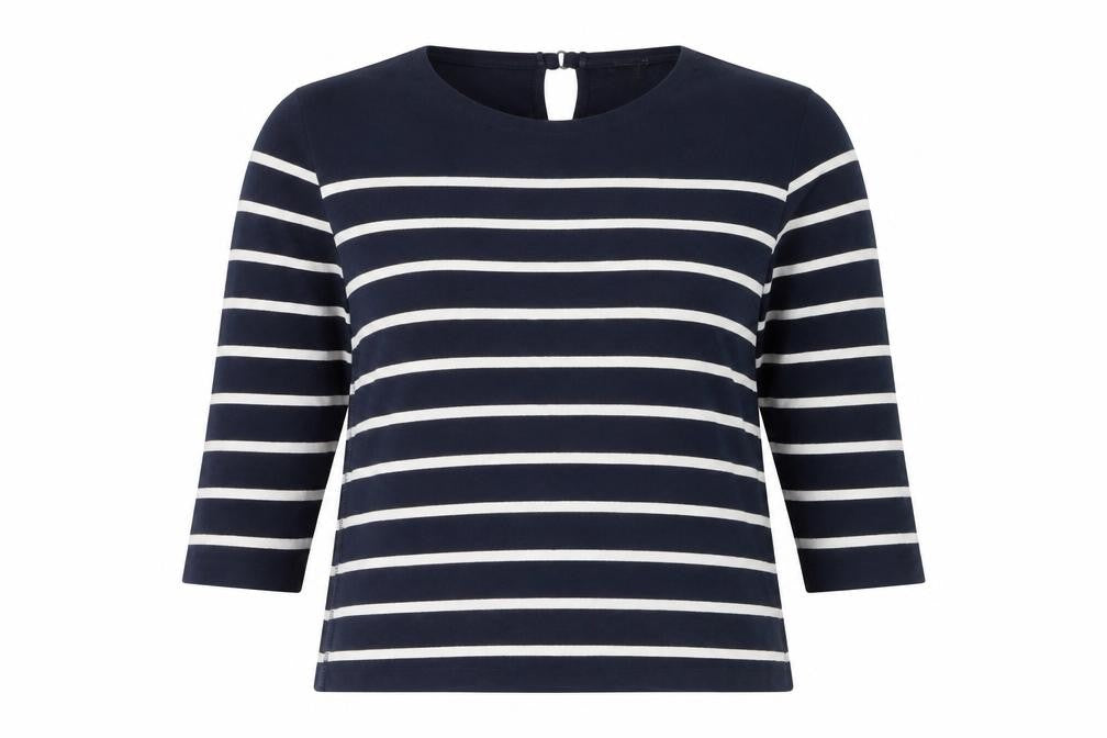 Massimo Dutti Women Blue Striped Cotton Long Sleeve Top Size 12