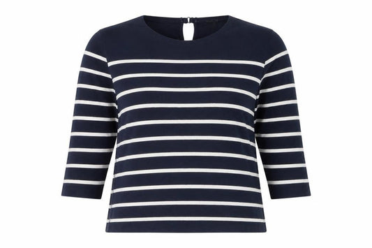 Front view of Massimo Dutti Women Blue Striped Cotton Long Sleeve Top, size 12