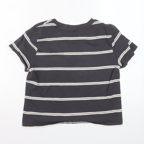 Levi's Women's Black Striped Cropped T-Shirt Size S