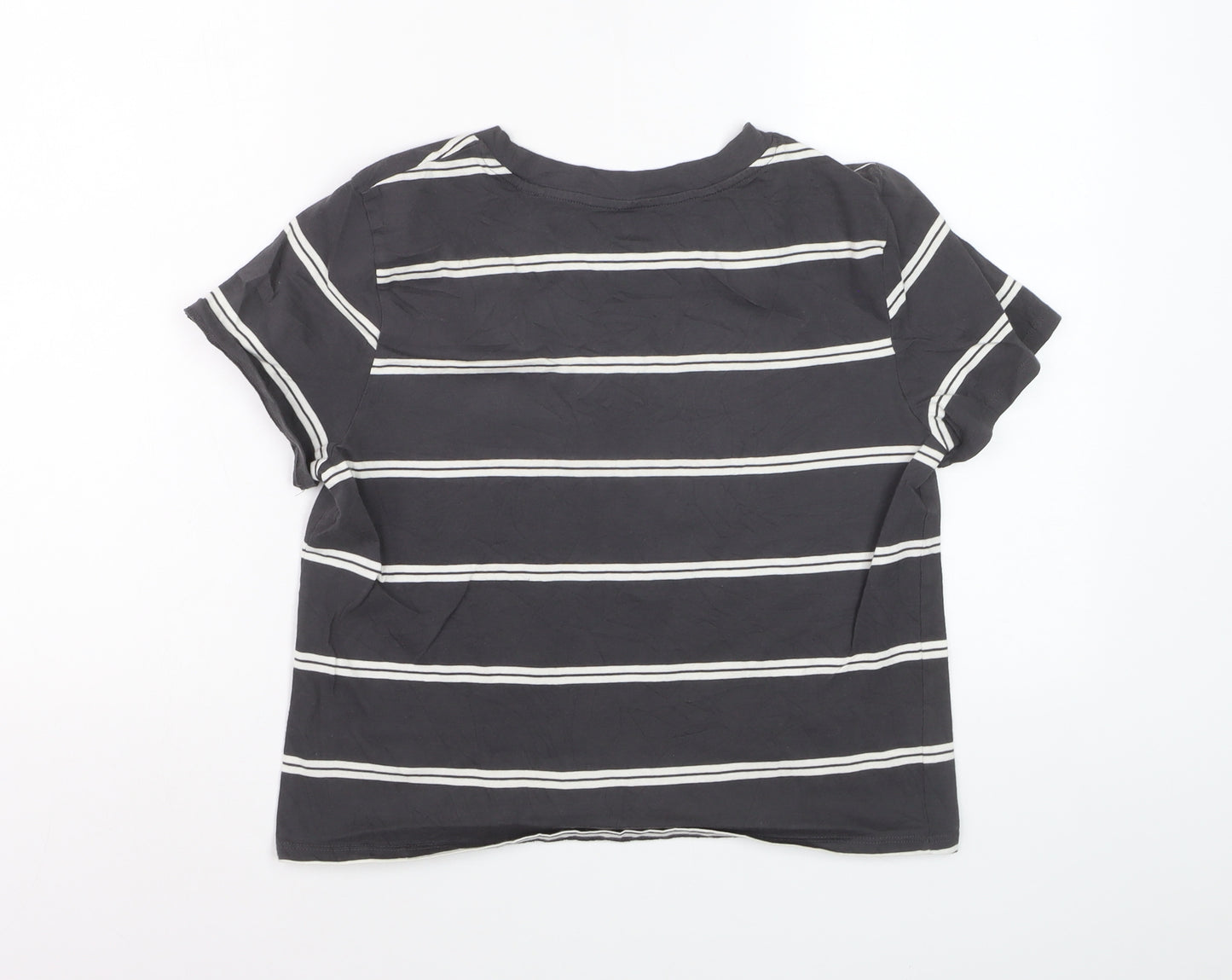 Levi's Women's Black Striped Cropped T-Shirt Size S