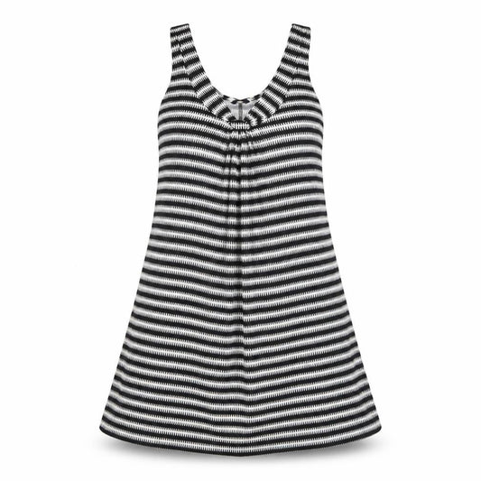 Front view of Marks & Spencer Women’s Black Striped Viscose Tank Dress, size UK 10