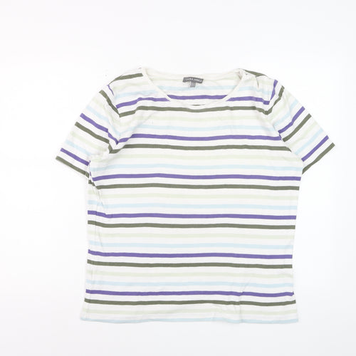 Laura Ashley Womens Multicoloured Striped Cotton T-Shirt UK 16