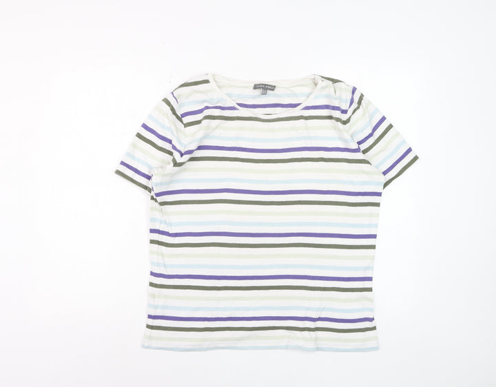 Laura Ashley Womens Multicoloured Striped Cotton T-Shirt UK 16