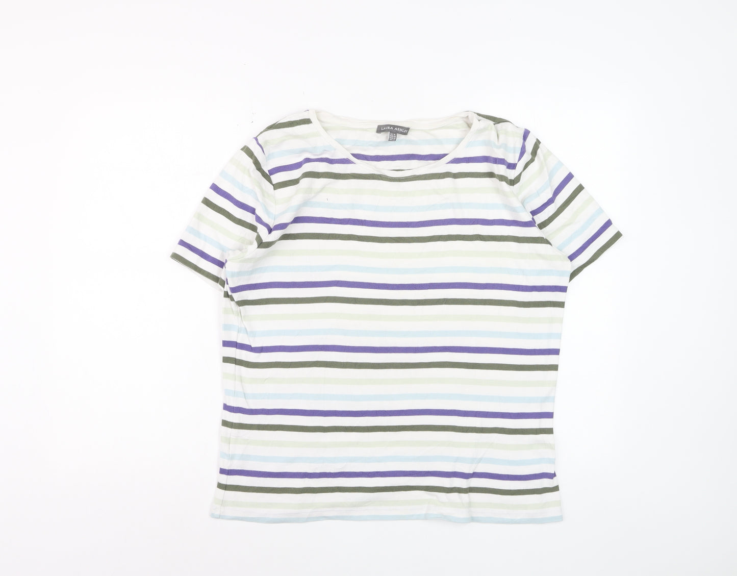 Laura Ashley Womens Multicoloured Striped Cotton T-Shirt UK 16