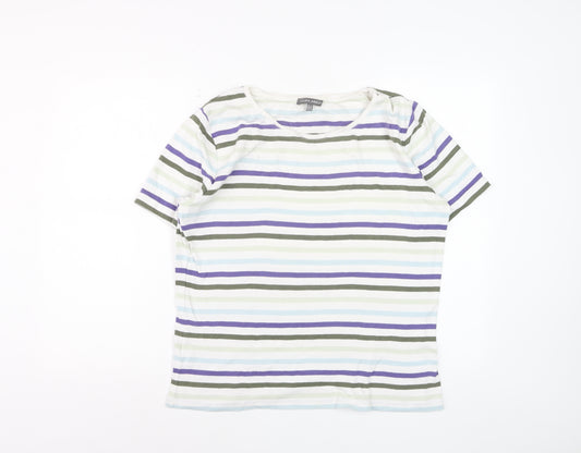 Laura Ashley Womens Multicoloured Striped Cotton T-Shirt UK 16