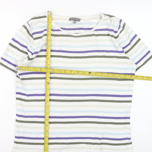 Laura Ashley Womens Multicoloured Striped Cotton T-Shirt UK 16