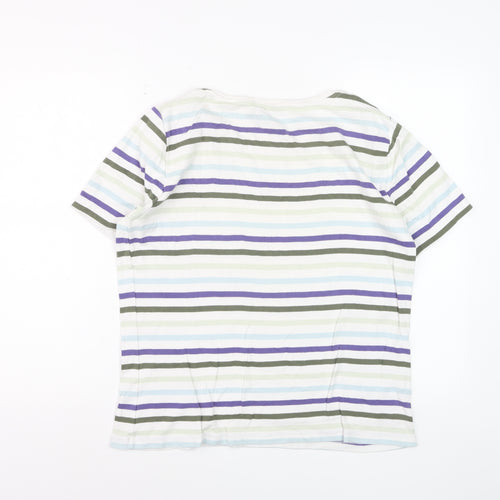 Laura Ashley Womens Multicoloured Striped Cotton T-Shirt UK 16