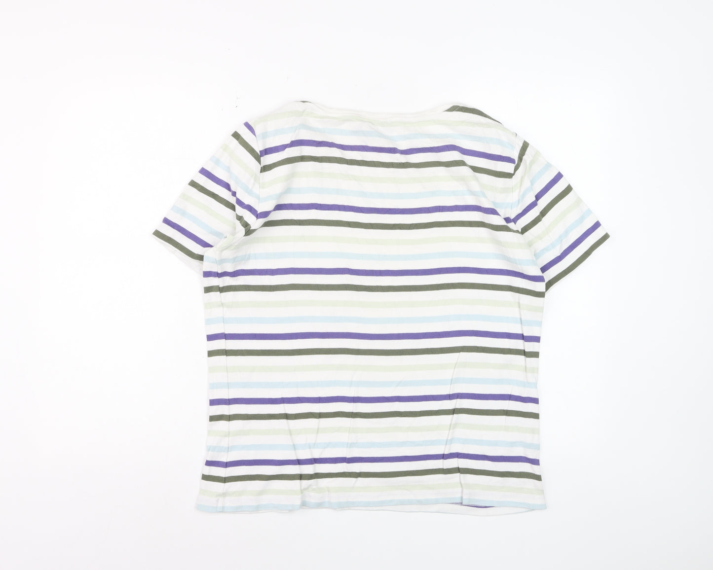 Laura Ashley Womens Multicoloured Striped Cotton T-Shirt UK 16
