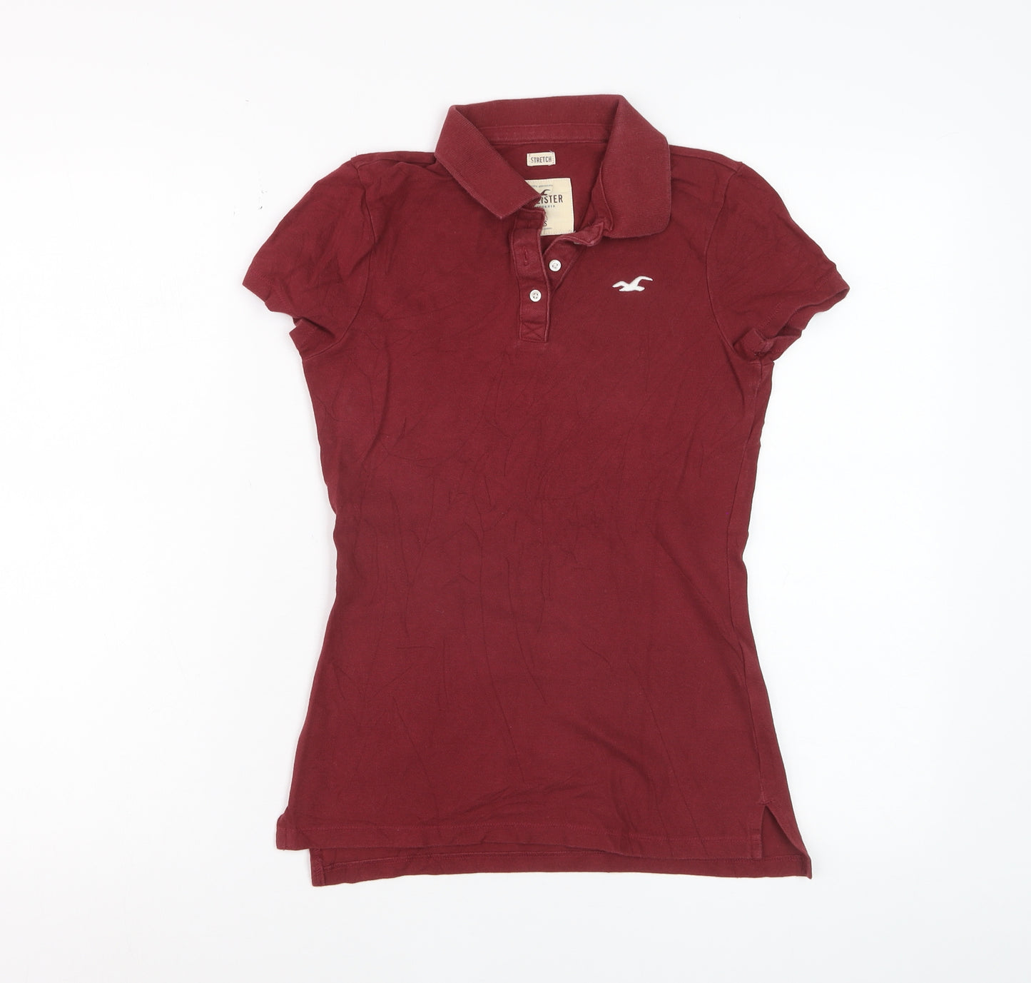 Hollister Womens Red XS Slim Fit Stretch Polo Shirt