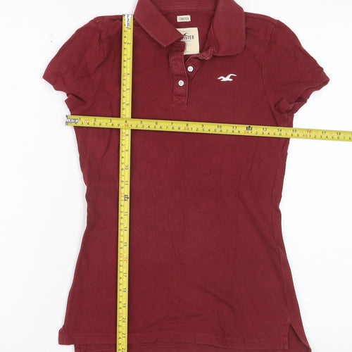 Hollister Womens Red XS Slim Fit Stretch Polo Shirt