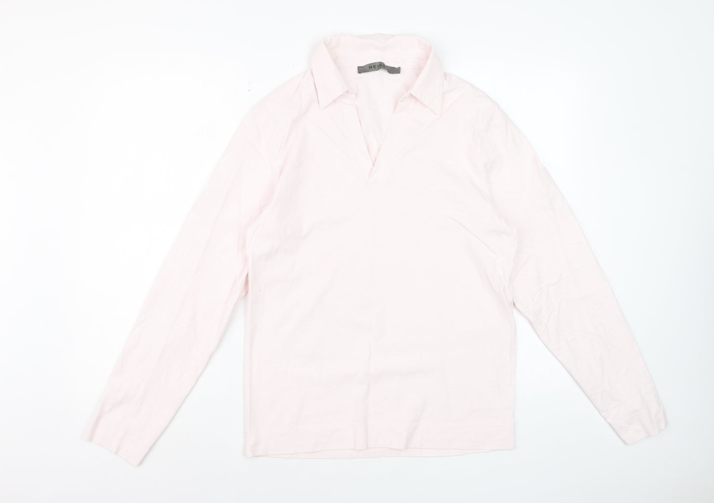 Reiss Womens Pink Collared Long Sleeve Cotton Blouse Size L