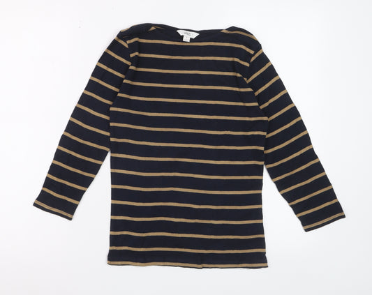 Marks and Spencer Women’s Navy Stripe Cotton Long Sleeve T-Shirt Size 8
