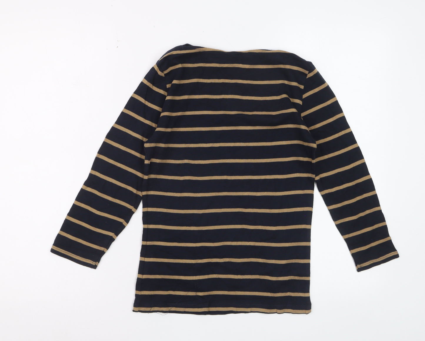 Marks and Spencer Women’s Navy Stripe Cotton Long Sleeve T-Shirt Size 8