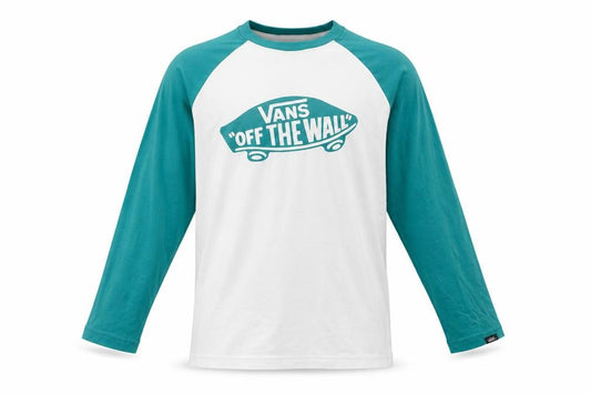 Vans Boys White & Teal Long Sleeve Logo T-Shirt M (10-12 Years)