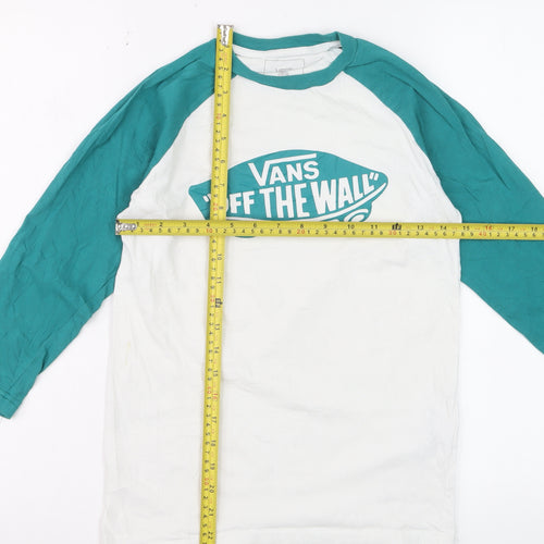 Vans Boys White & Teal Long Sleeve Logo T-Shirt M (10-12 Years)