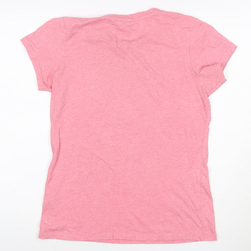 Animal Womens Pink Cotton Blend Crew Neck Short Sleeve T-Shirt Size 10