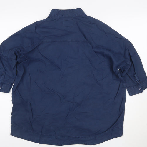 Waven Womens Blue XS Lightweight 3/4 Sleeve Button-Up Shirt