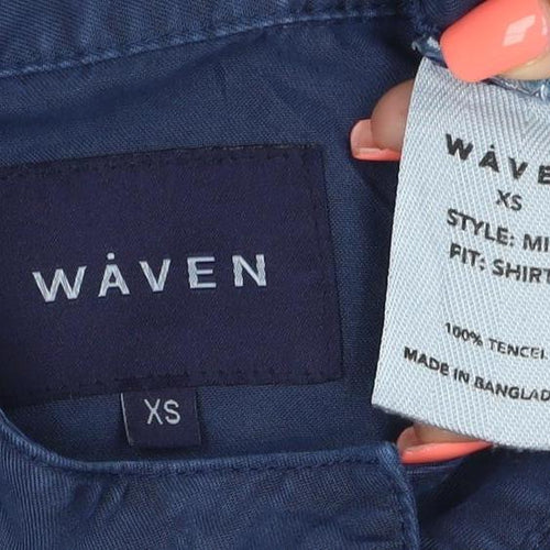 Waven Womens Blue XS Lightweight 3/4 Sleeve Button-Up Shirt