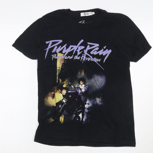 Missguided Women Black Purple Rain Band Graphic T-Shirt Size S