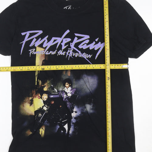 Missguided Women Black Purple Rain Band Graphic T-Shirt Size S